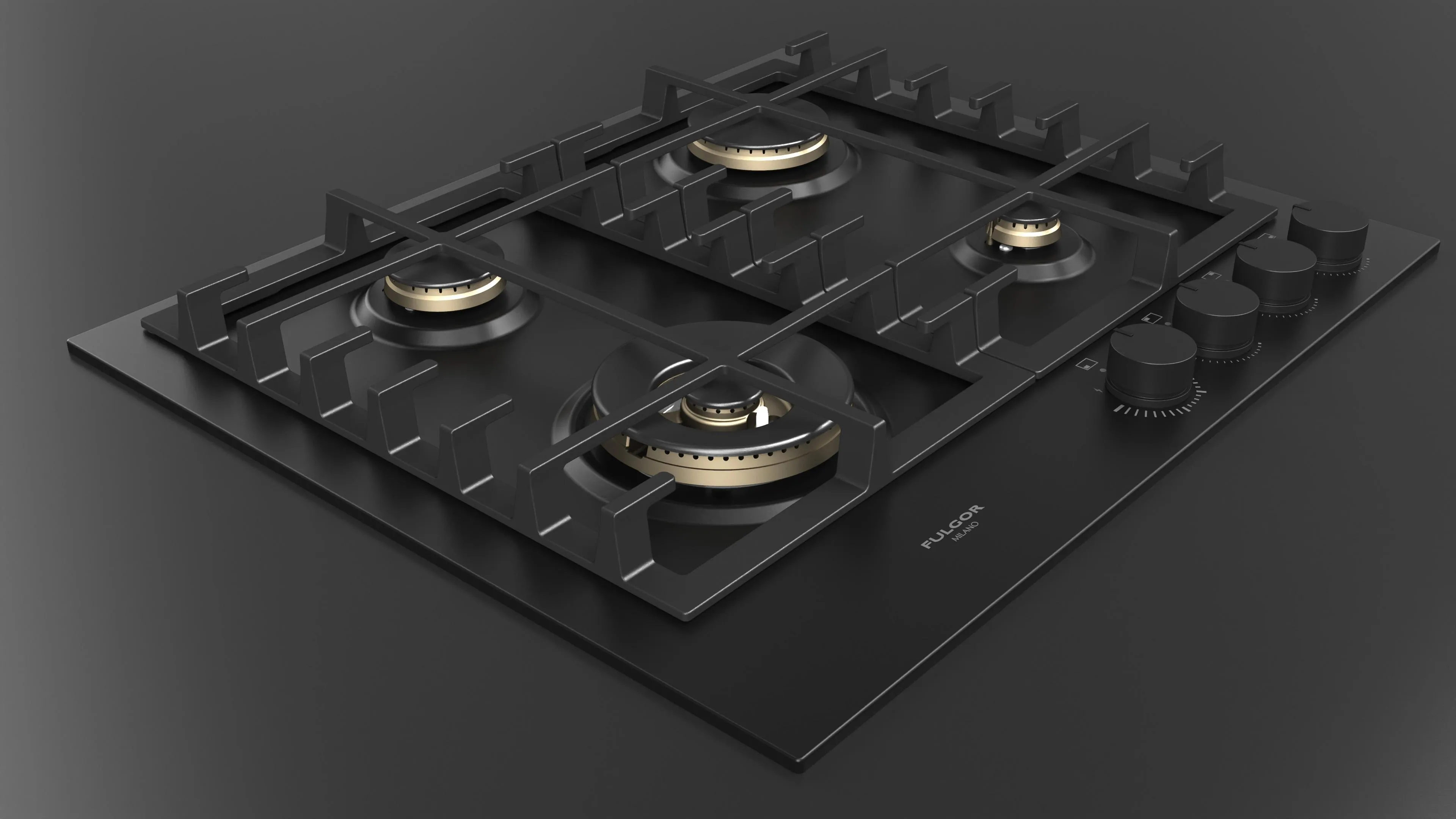 Piano Cottura Gas Urbantech Fulgor Milano 60 cm 4 zone di cottura 1 bruciatore Dual Wok